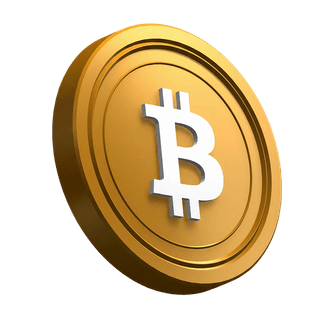 Angled Bitcoin (BTC) coin featured in the hero section