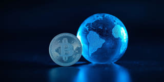 Digital currency depicted within the broader landscape of worldwide financial markets