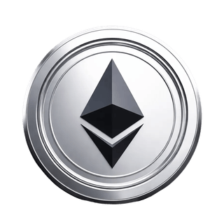 Ethereum (ETH) coin depicted as a floating graphic element