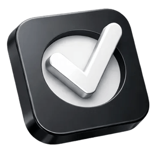 3D checkmark symbol displayed on the Wveltrion about page