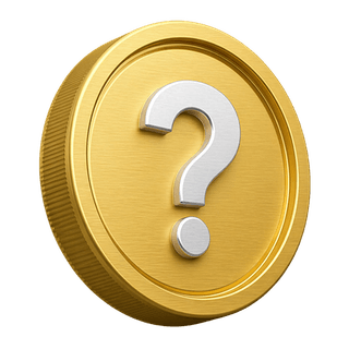 3D gold coin featuring a question mark, used decoratively on the FAQ page